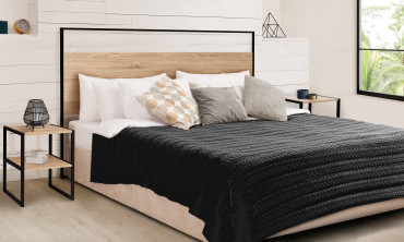 Tête de lit Memphis bois et noire avec fixation murale 145cm