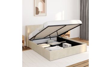 Lit coffre Lucia 160x200cm velours beige