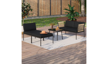 Salon de jardin Ozéa 4 places noir et cordage