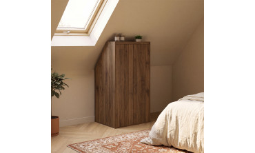 Armoire sous pente Tom 2 portes effet noyer
