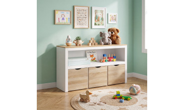 Meuble de rangement enfant Mia 3 cubes effet hêtre et blanc