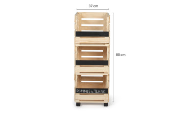 Clayettes en bois à roulettes - lot de 3